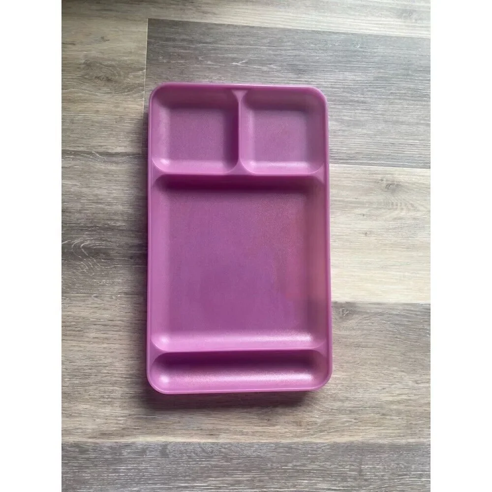 Tupperware Divided Food Lunch Trays Set of 2 Pastel Translucent Colors #1535